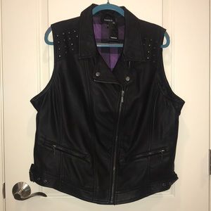 NWT Black pleather moto vest